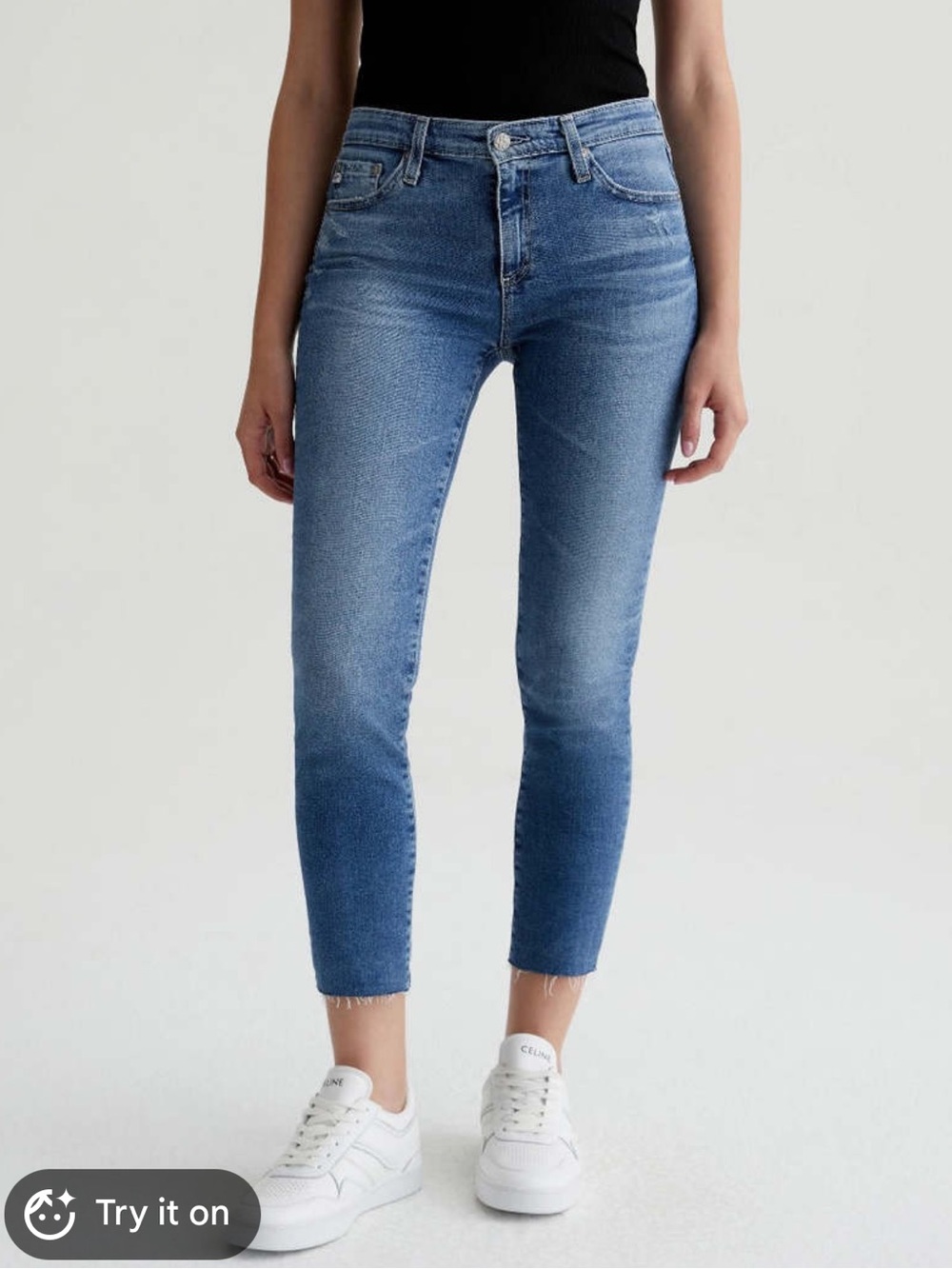 Ag Adriano Goldschmied Slim Crop Skinny Jeans in medium blue wash 29